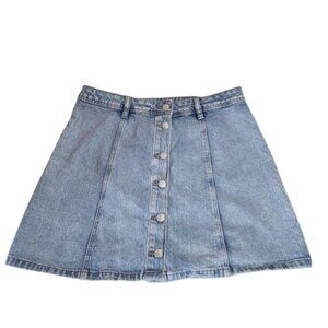 H&M Divided Juniors Denim Button Up Mini Skirt‎ Size 10 Summer Festival Casual